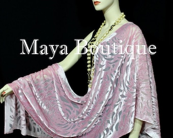 Maya Matazaro Hand Dyed Rose Quartz Camellia Shawl Wrap Scarf Burnout Velvet