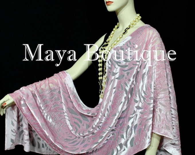 Maya Matazaro Hand Dyed Rose Quartz Camellia Shawl Wrap Scarf Burnout Velvet