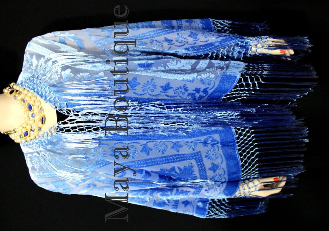 Wearable Art Blue Ombre Velvet Kimono Jacket Hand Dyed Short Etsy