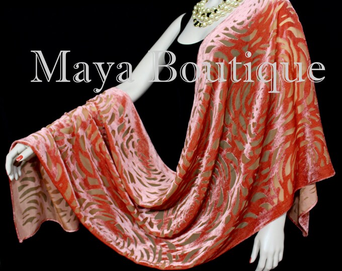 Maya Matazaro Tangerine Camellia Shawl Wrap Scarf Burnout Hand Dyed