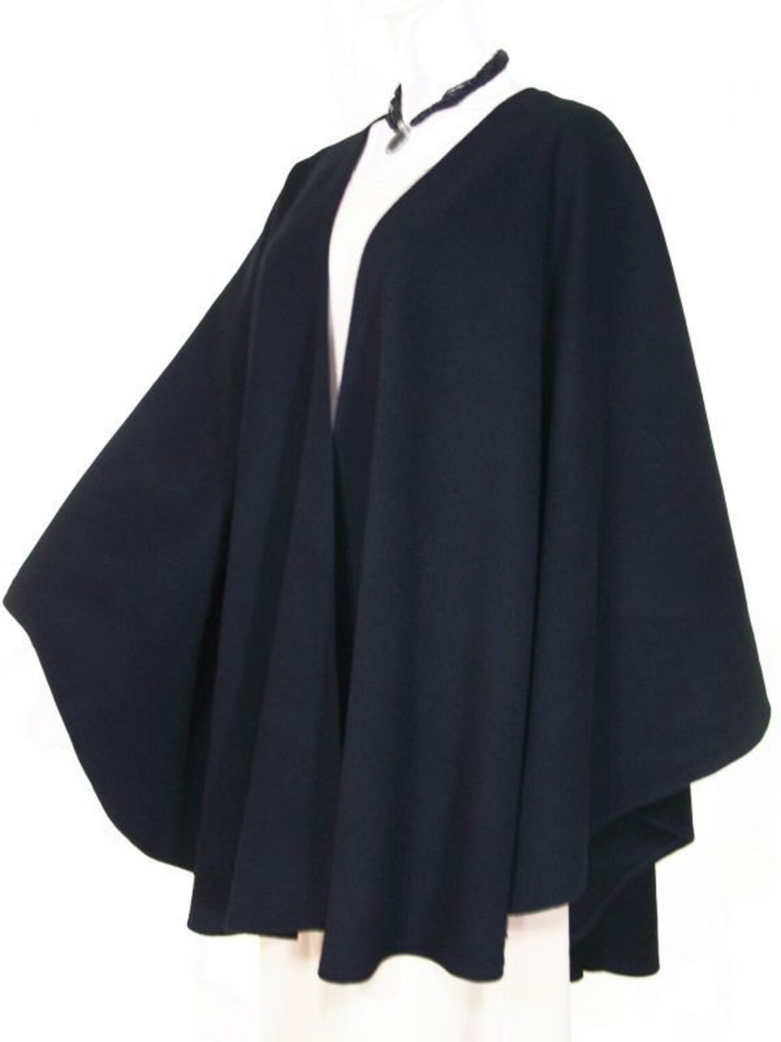 Elegant Black Cape Ruana Wrap Coat Wool Cashmere Blend by Maya Matazaro ...