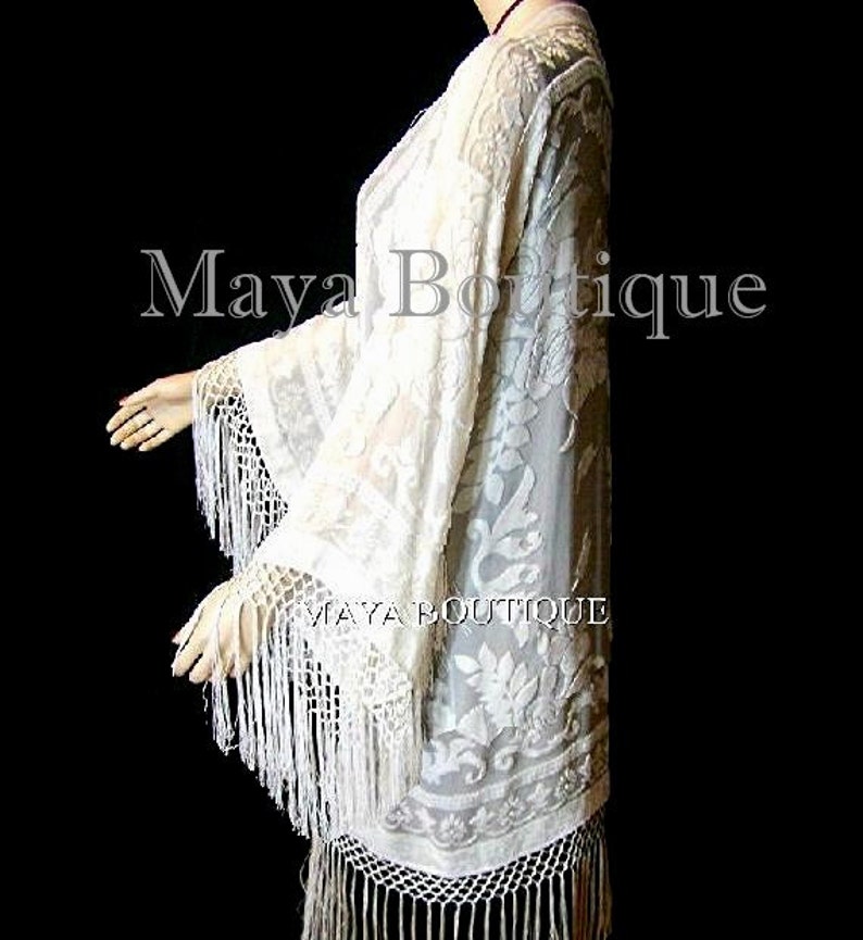 Fringe Jacket Kimono Bolero Silk Burnout Velvet Maya Matazaro