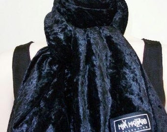 Beautiful Black Crushed Velvet Scarf By Maya Soft and Warm
