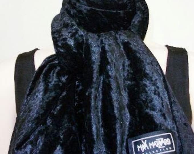 Beautiful Black Crushed Velvet Scarf By Maya Soft and Warm