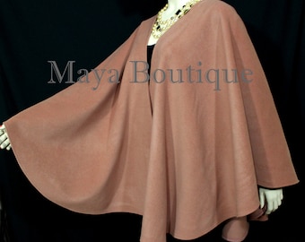 Salmon Cape Ruana Wrap Coat Cashmere Wool Blend by Maya Matazaro Made in USA