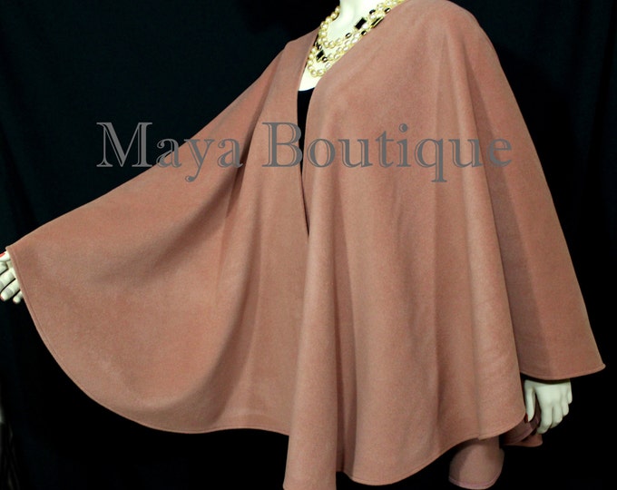 Salmon Cape Ruana Wrap Coat Cashmere Wool Blend by Maya Matazaro Made in USA