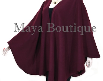 Bordo Cape Ruana Wrap Coat Cashmere Wool Blend by Maya Matazaro Made in USA