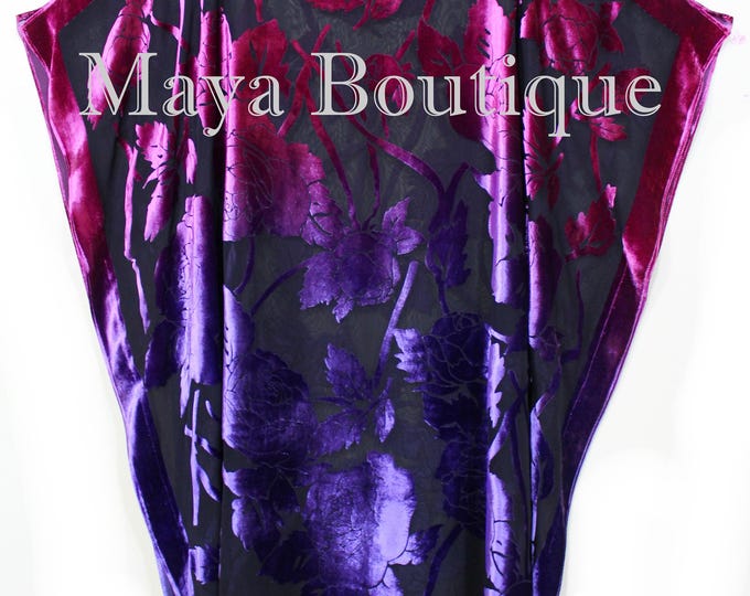 Caftan Dress Kimono Silk Burnout Velvet MAYA Dyed Stained Glass Orchid & Purple