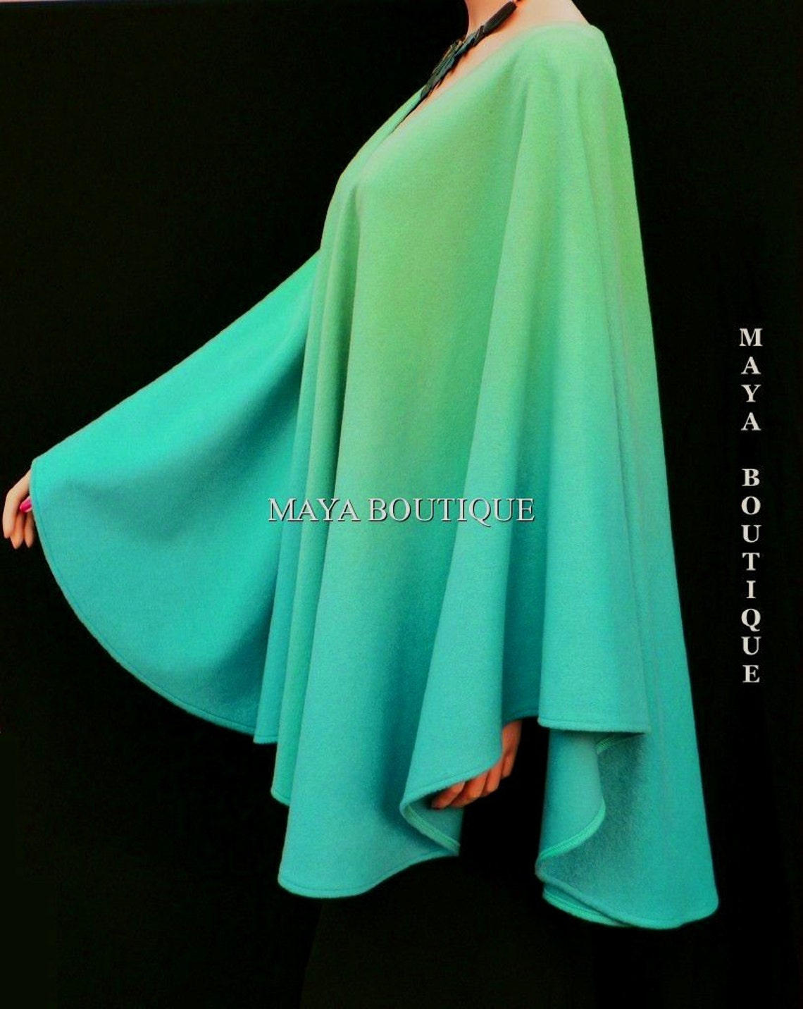 Cashmere Cape Ruana Wrap Ombres Hand Dyed Light Blue Turquoise - Etsy