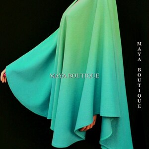 Cashmere Cape Ruana Wrap Ombres Hand Dyed Light Blue Turquoise & Misty ...