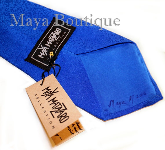 Silk Neck Tie Hand Dyed Blue Turquoise Ombre Maya Matazaro Art to wear