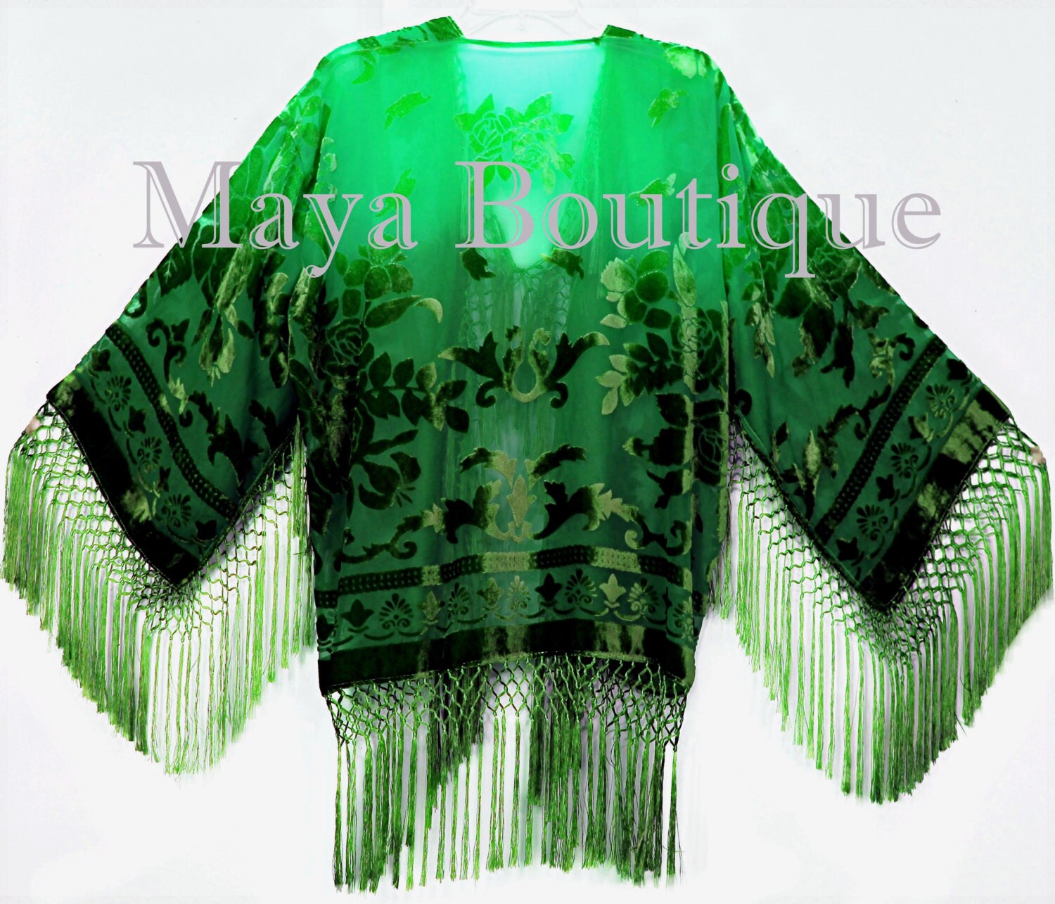 Wearable Art Emerald & Jade Velvet Kimono Jacket Short Hand - Etsy