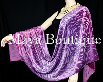 Maya Matazaro Hand Dyed Purple Mulberry Camellia Shawl Wrap Scarf Burnout Velvet