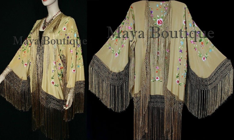 Maya Fringe Tassle Kimono - Brown