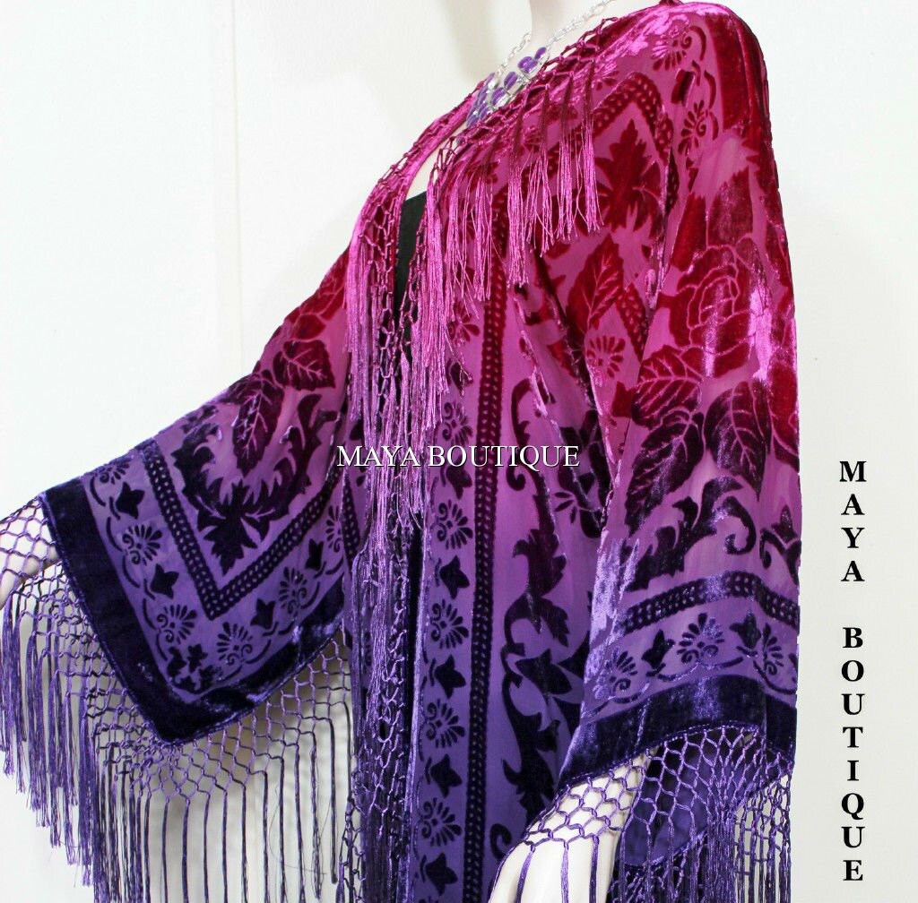 Burnout Velvet Kimono Jacket Wearable Art Hand Dyed Purple Magenta Maya  Matazaro - Etsy