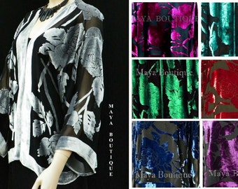 Silk Burnout Velvet Jacket Short Silver Black No Fringe Maya Matazaro