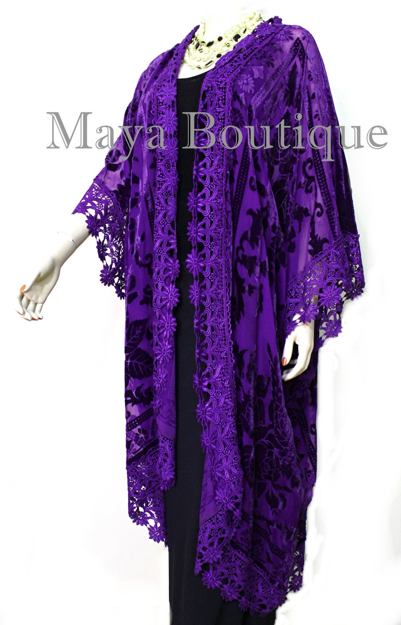 Giacca Kimono In Velluto Maya Matazaro - Tinta A Mano Viola Magenta, Made In USA