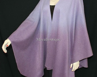 Cashmere Cape Ruana Wrap Ombres Hand Dyed Lilac & Amethyst Maya Matazaro
