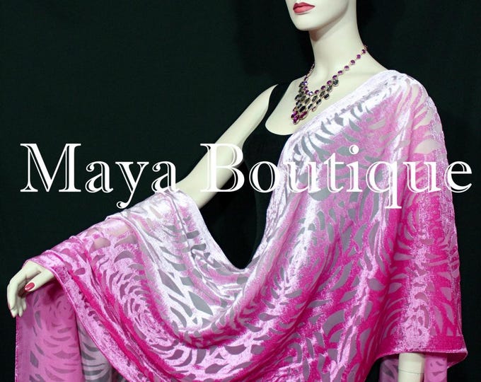 Maya Matazaro Hand Dyed Magenta Pink Camellia Shawl Wrap Scarf Burnout Velvet