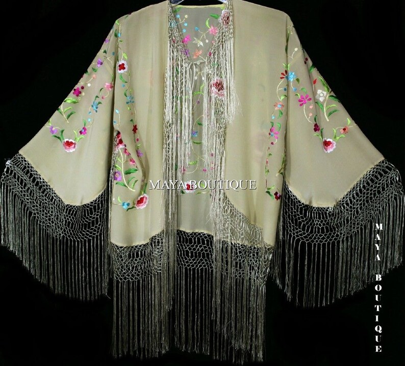 Wandering Eye Silk + Embroidered Fringe Jacket
