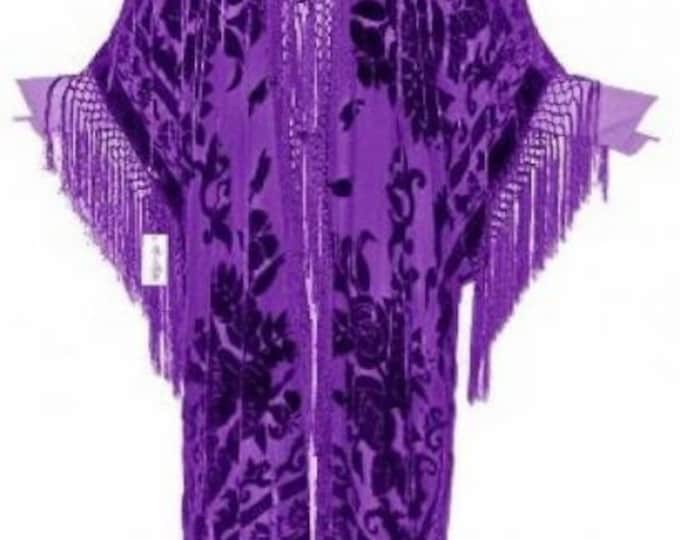 Purple Dream Kimono Opera Coat Silk Burnout Velvet One size