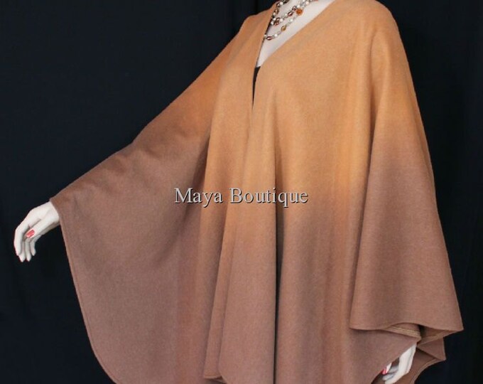 Cashmere Cape Ruana Wrap Ombres Hand Dyed Honey & Caramel Maya Matazaro USA Made