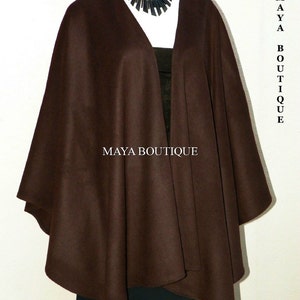 Chocolate Cashmere Wool Cape Ruana Wrap Coat Maya Matazaro Made in USA New