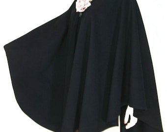 Elegant Black Cape Ruana Wrap Coat Wool Cashmere Blend by Maya