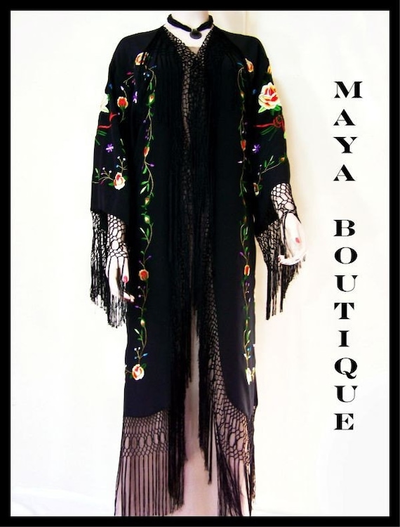 Fuchsia Silk Burnout Velvet Piano Shawl Wrap Fringed Scarf Maya Matazaro