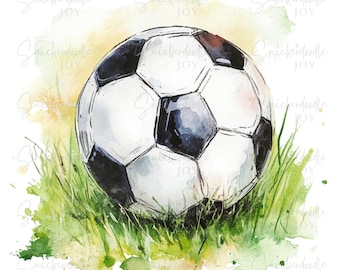 12 Watercolor Soccer Clipart Sports Clip Art Soccer Ball PNG Graphics