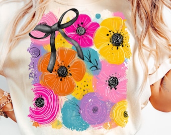 Floral Coquette PNG Summer Flowers Png Flowers Sublimation Floral Shirt Design Botanical Png Retro Flower Digital Download Boho Flowers Png