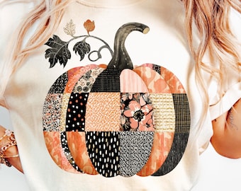 Fall Floral Pumpkin PNG Boho Floral Fall Shirt Sublimation Patchwork Pumpkin png Pumpkin Png Girly Autumn Vibes Png Pink Pumpkin Season