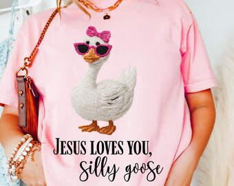 Ganso tonto PNG Jesús te ama Ganso tonto PNG Ganso cristiano PNG Diseño de camiseta Ganso religioso PNG Ganso tonto Sublimación Fe Camiseta Png