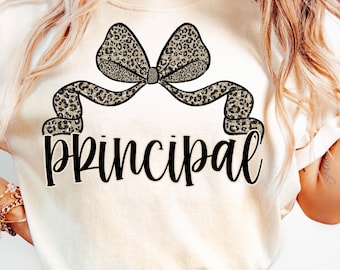 Trendy Principal PNG Teacher Coquette Png Preppy Leopard Print Principal Png School Coquette Bow Png Principal Digital Download Sublimation
