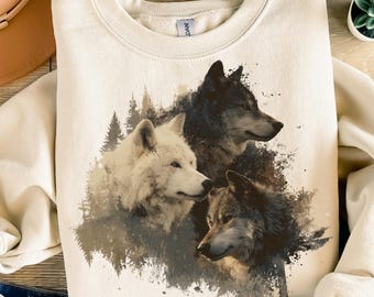 Lobos vintage de los 90, gráficos PNG de estilo grunge, animales del bosque, sublimación, lobos retro, PNG descolorido, diseño de camiseta de naturaleza, imprimible, lobo de los 2000, PNG