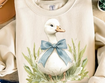Vintage Coquette Goose PNG 90s Graphic Style Goose Sublimation Grunge Retro Wildlife Nature Shirt Design Printable 2000s Goose Coquette Bow