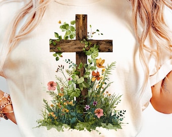 Floral Cross PNG Botanical Cross Png Faith Png Religious Png Christian Design Sublimation Wooden Floral Cross Png Christian Cross Design