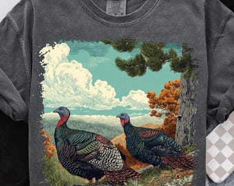 Vintage Turkeys PNG 90s Graphic Style Fall Animals Sublimation Grunge Retro Turkey Hunter Faded Nature Shirt Design Printable Thanksgiving
