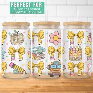 Teacher Coquette 16oz Glass Can Wrap School Libbey Glass Can Wrap Teacher Sublimation Design for Sipper Glass Teaching Tumbler Wrap Png
