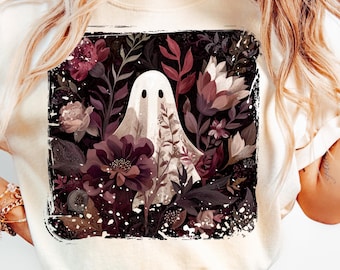 Halloween Fall Ghost Boho PNG Moody Girly Ghost Png Autumn Ghost png Boho Fall png Halloween Png Floral Ghost Png Halloween Flowers Png