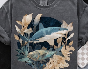 Vintage Hai PNG 90er Jahre Grafikstil Ozeantiere Sublimation Grunge Retro Hai Verblasster Png Natur Shirt Design Druckbarer 2000er Jahre Haifischliebhaber