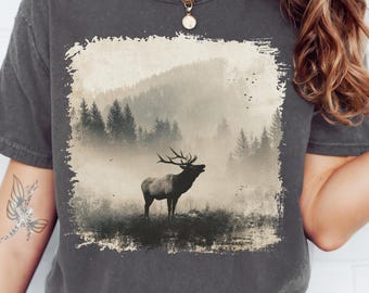 Vintage cerf PNG des années 90 Style graphique animaux de la forêt Sublimation Grunge faune rétro cerf Nature mystique chemise Design imprimable cerf des années 2000