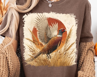 Fagiano vintage PNG stile grafico anni '90 fauna selvatica uccello sublimazione grunge retrò caccia stampabile anni 2000 autunno cabincore design maglietta natura