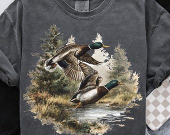 Vintage Mallard Ducks PNG 90s Graphic Style Fall Sublimation Waterfowl Duck Png Nature Shirt Design Printable Retro Nature Png Wildlife Png
