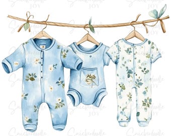 12 Baby Clothesline Clipart Watercolor Baby Shower Clipart Vintage Baby High Quality PNGs Digital Download Commercial Use Junk Journal
