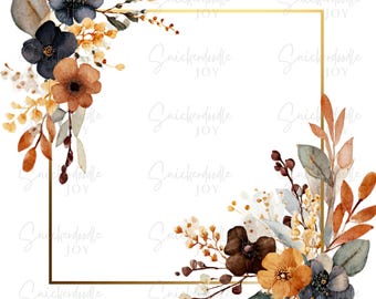 10 marcos de otoño clipart, marco de otoño clipart, otoño floral PNGs de alta calidad, borde de otoño imprimible, clipart de acuarela, otoño descarga digital