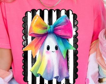 Fantasma feminino PNG Coquette Design de Halloween Design de camiseta de fantasma fofo Fantasma coquette Sublimação PNG Halloween feminino Camiseta de fantasma fofo PNG