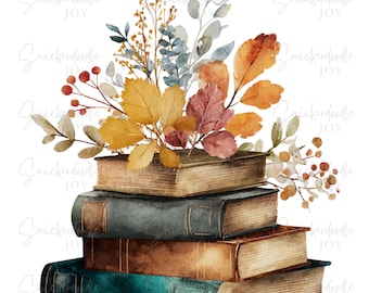 14 Fall Books Clipart Autumn Book Clip Art Book Lover High Quality PNGs Fall Books Printable Watercolor clipart Autumn Digital Download