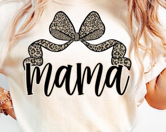 Mama z nadrukiem w panterkę PNG Kokietka Kokarda Png Koszulka Mama z nadrukiem w gepardy Png Kokietka Mama Png Cyfrowe pobieranie Modny Mama Png Projekt dla matek