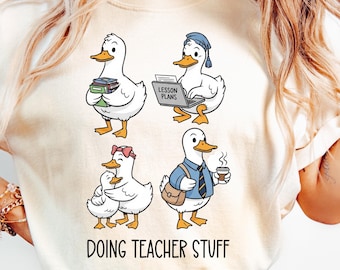 Silly Goose Teacher PNG Funny Teacher Sublimation Trendy Teaching Png School Funny Goose Vintage Teacher Appreciation Design Back to School